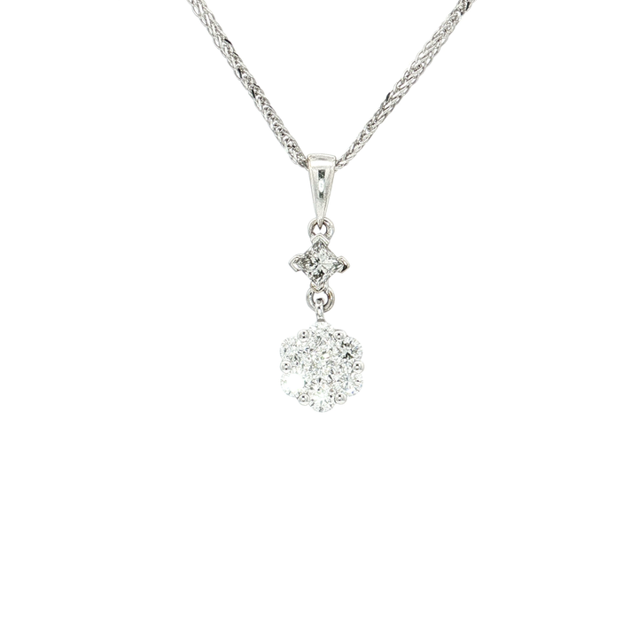 Colorless Diamond Cluster Pendant Necklace (½ ct. tw.) in 14k White Gold