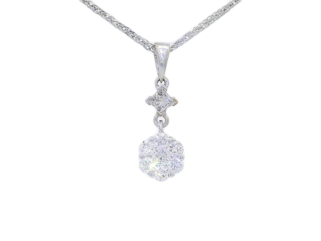 0.50 CTW Natural Colorless Diamond Cluster Pendant Necklace in 14kt White Gold – Jewelry Depot, Inc.