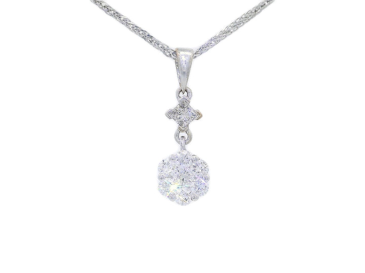 0.50 CTW Natural Colorless Diamond Cluster Pendant Necklace in 14kt White Gold – Jewelry Depot, Inc.
