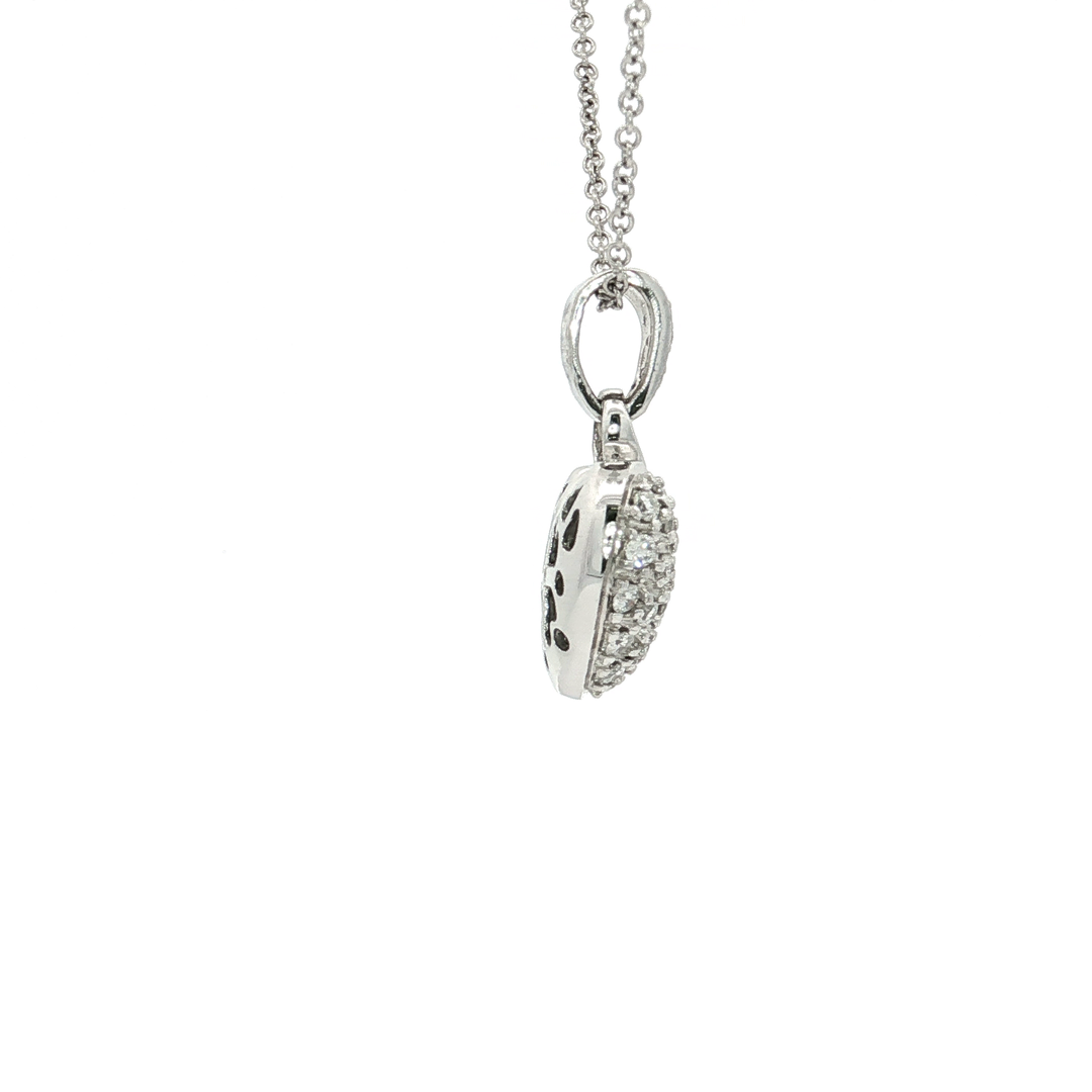 1.00 CTW Natural Diamond Heart Shaped Pavé Pendant & 14kt White Gold Necklace