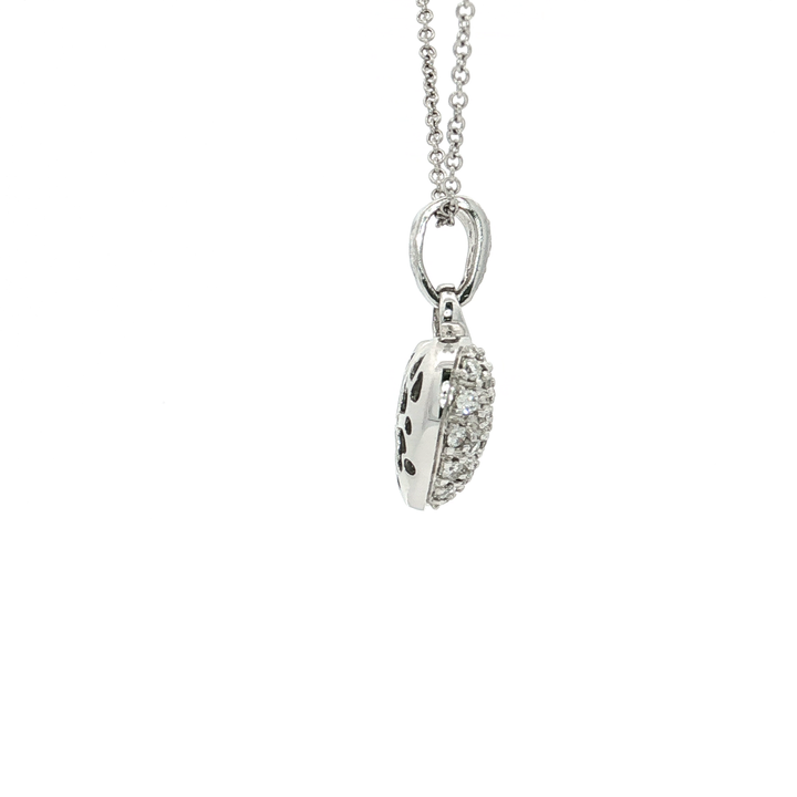 1.00 CTW Natural Diamond Heart Shaped Pavé Pendant & 14kt White Gold Necklace