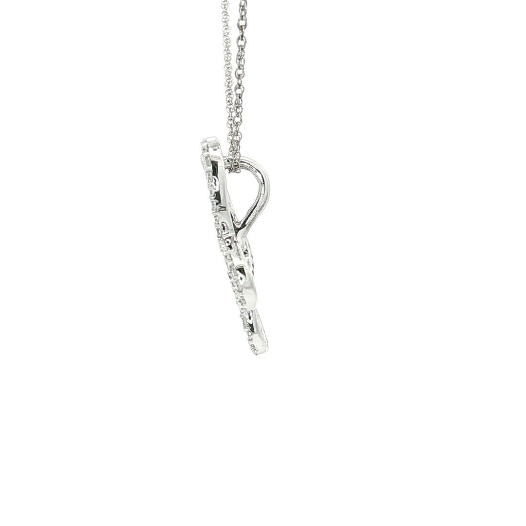 0.31 CTW Natural Pavé Diamond Butterfly Pendant Necklace in 14kt White Gold