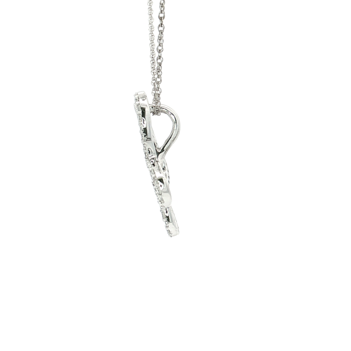 0.31 CTW Natural Pavé Diamond Butterfly Pendant Necklace in 14kt White Gold