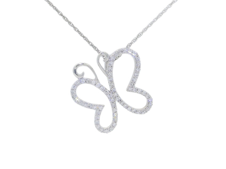 0.31 CTW Natural Pavé Diamond Butterfly Pendant Necklace in 14kt White Gold – Jewelry Depot, Inc.