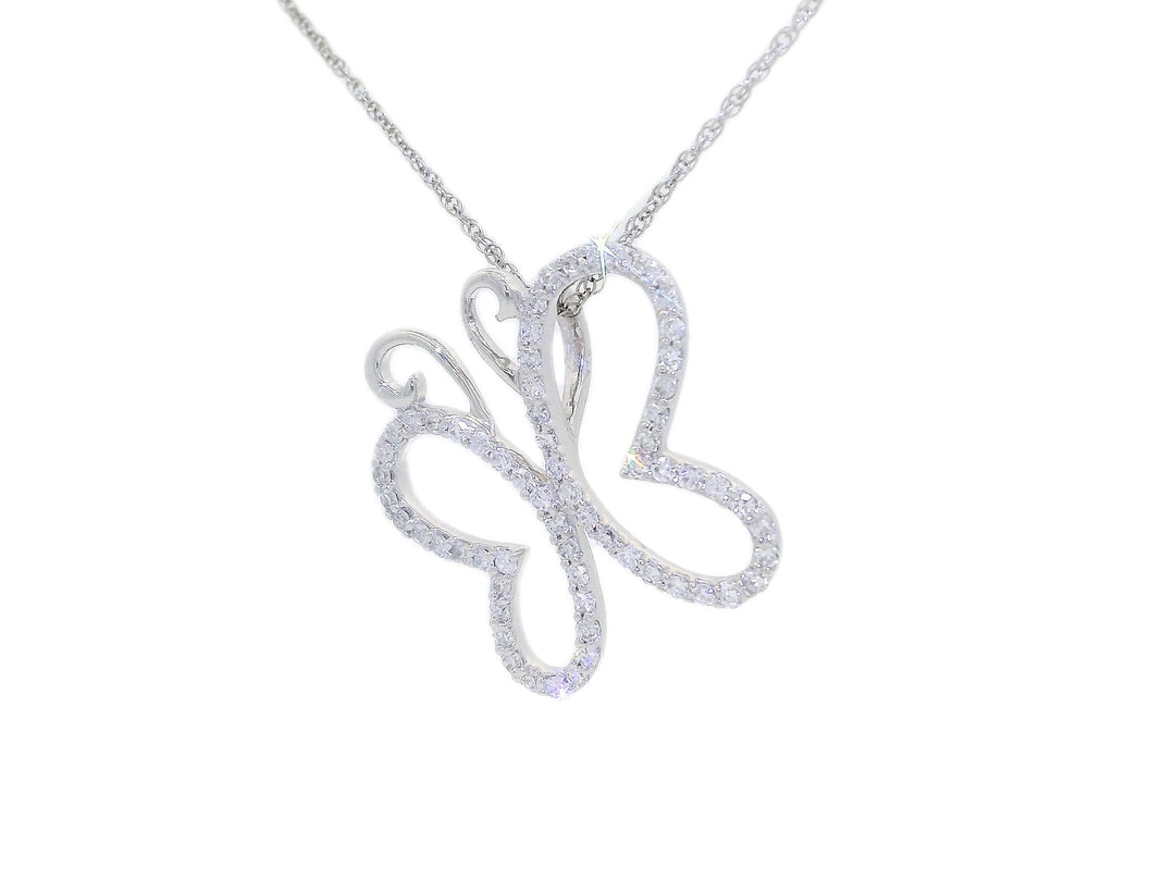 0.31 CTW Natural Pavé Diamond Butterfly Pendant Necklace in 14kt White Gold – Jewelry Depot, Inc.