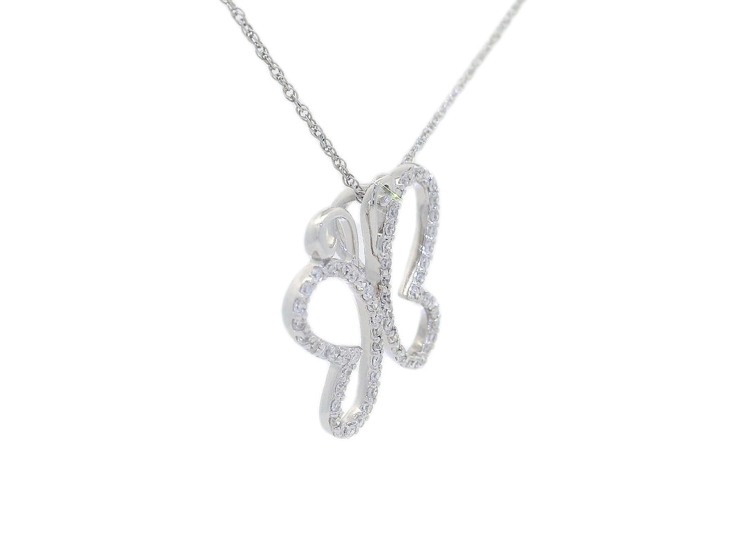 0.31 CTW Natural Pavé Diamond Butterfly Pendant Necklace in 14kt White Gold – Jewelry Depot, Inc.