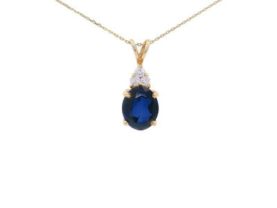 3.20 CTW Natural Deep Blue Sapphire & Diamond Pendant Necklace in 14kt Yellow Gold – Jewelry Depot, Inc.