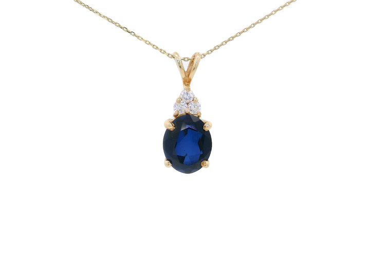 3.20 CTW Natural Deep Blue Sapphire & Diamond Pendant Necklace in 14kt Yellow Gold – Jewelry Depot, Inc.
