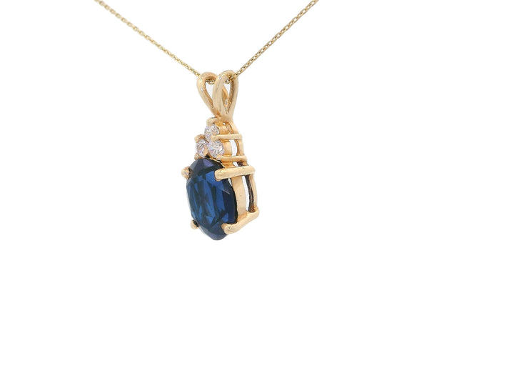 3.20 CTW Natural Deep Blue Sapphire & Diamond Pendant Necklace in 14kt Yellow Gold – Jewelry Depot, Inc.