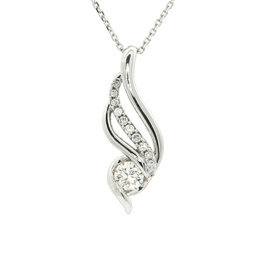 0.50 CTW Sirena Collection Round Brilliant Diamond Pendant Necklace in 14kt White Gold – Jewelry Depot, Inc.