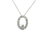 Diamond Open Oval Pendant Necklace (½ ct. tw.) in 14k White Gold