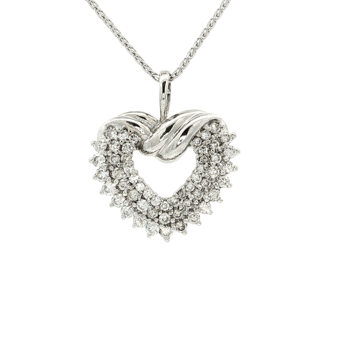 1.00 CTW Natural Near Flawless Diamonds in a Triple Heart Pendant Necklace in 14kt White Gold – Jewelry Depot, Inc.