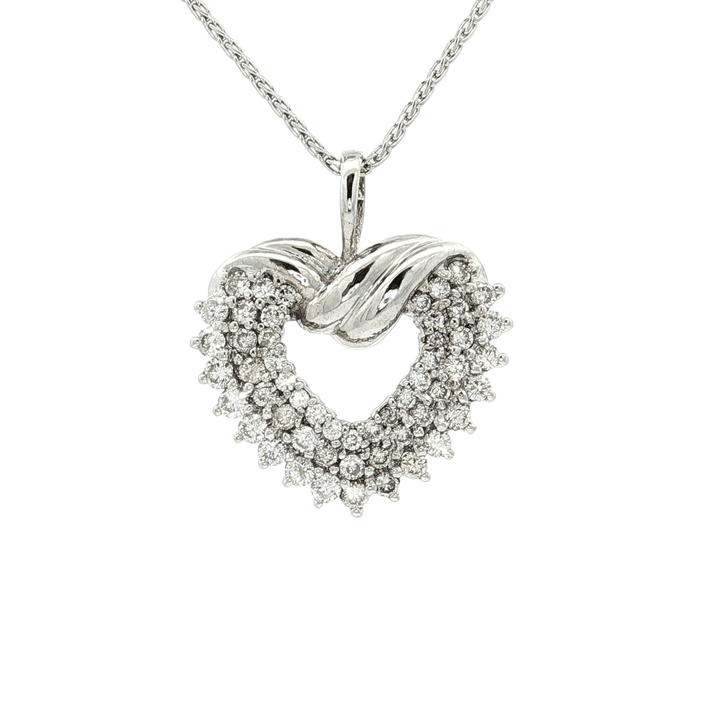 1.00 CTW Natural Near Flawless Diamonds in a Triple Heart Pendant Necklace in 14kt White Gold – Jewelry Depot, Inc.
