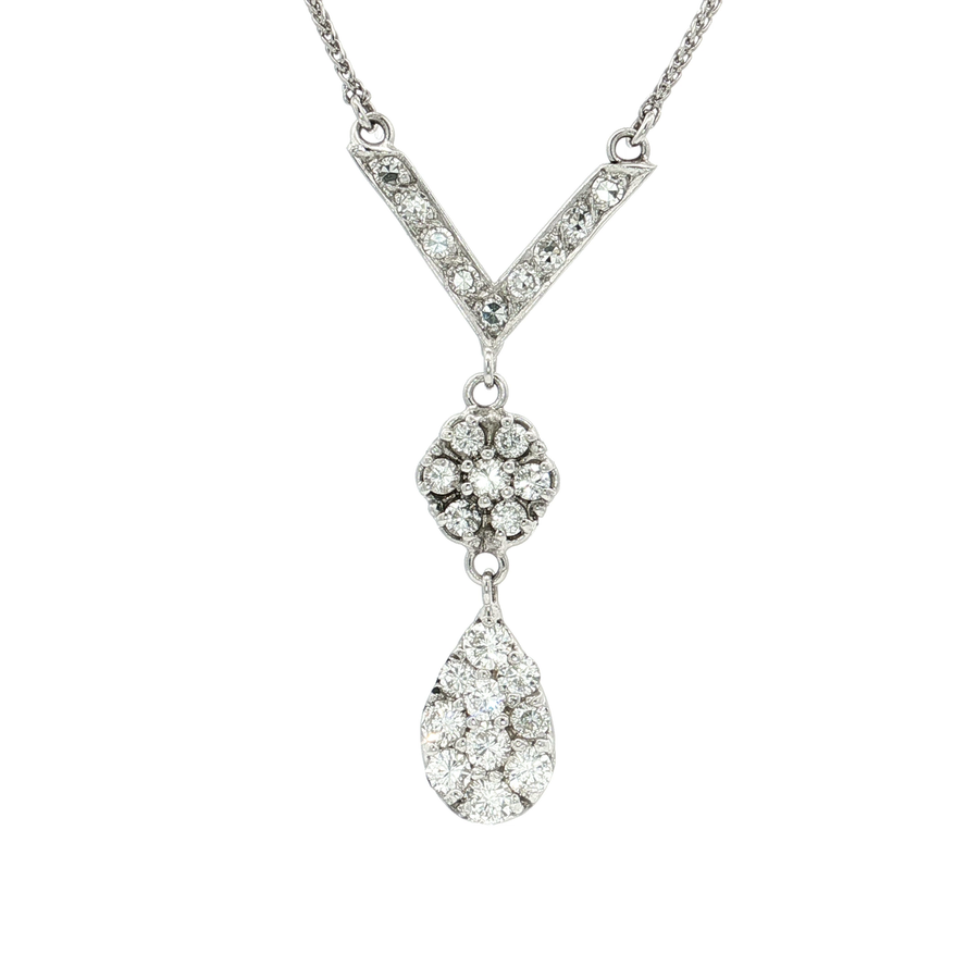 Dangling V-Shaped Colorless Diamond Necklace (1 7/8 ct. tw.) 14k White Gold