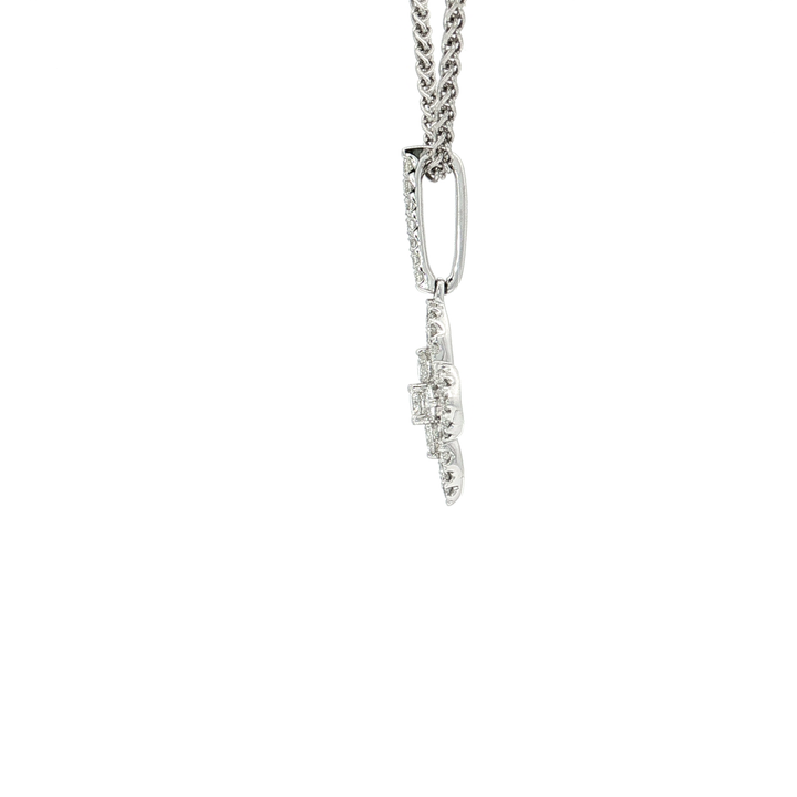 0.45 CTW Natural Colorless Near Flawless Diamond Floral Pendant Necklace in 18kt White Gold