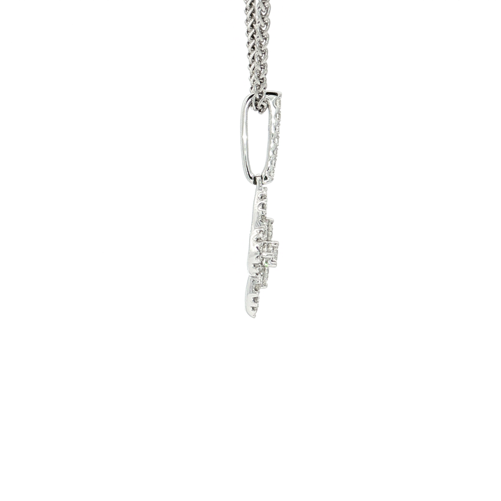 0.45 CTW Natural Colorless Near Flawless Diamond Floral Pendant Necklace in 18kt White Gold