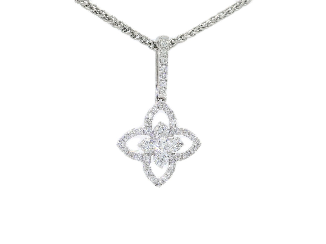 0.45 CTW Natural Colorless Near Flawless Diamond Floral Pendant Necklace in 18kt White Gold – Jewelry Depot, Inc.
