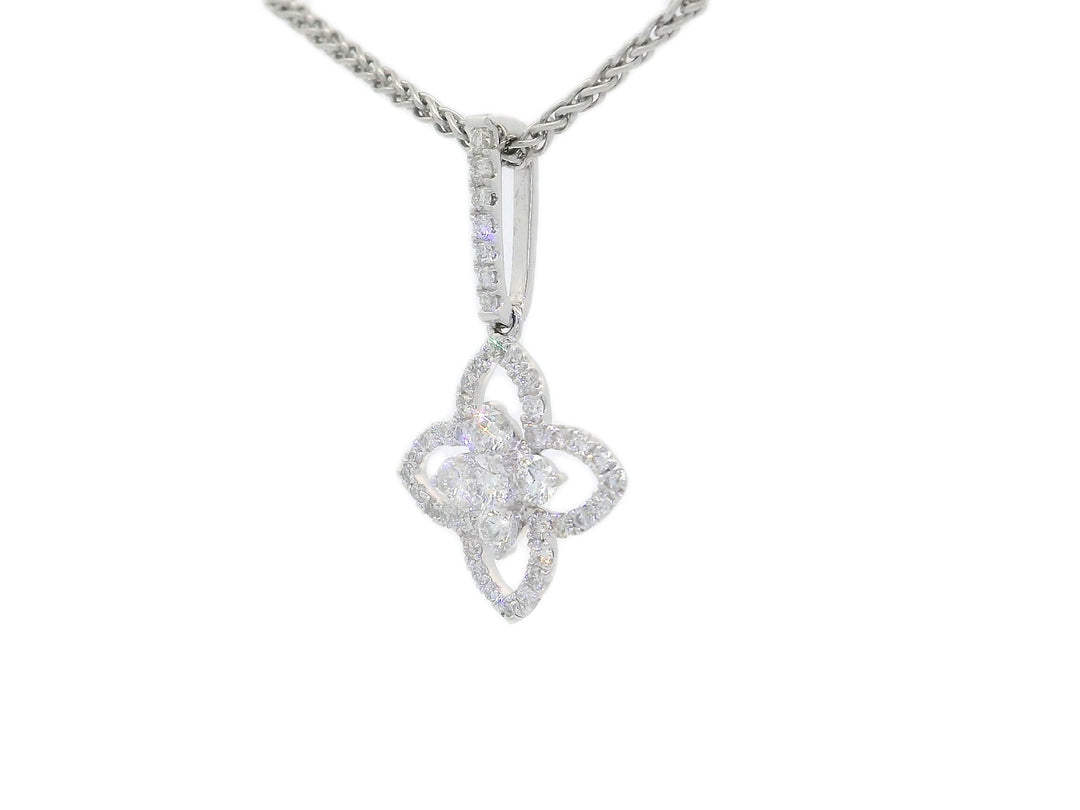 0.45 CTW Natural Colorless Near Flawless Diamond Floral Pendant Necklace in 18kt White Gold – Jewelry Depot, Inc.