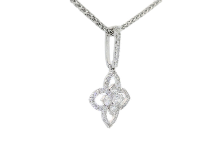 0.45 CTW Natural Colorless Near Flawless Diamond Floral Pendant Necklace in 18kt White Gold – Jewelry Depot, Inc.