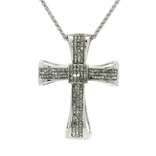 Invisibly-Set Near-Colorless Princess Cut Diamond Cross Pendant Necklace (2 ct. tw.) in 14k White Gold