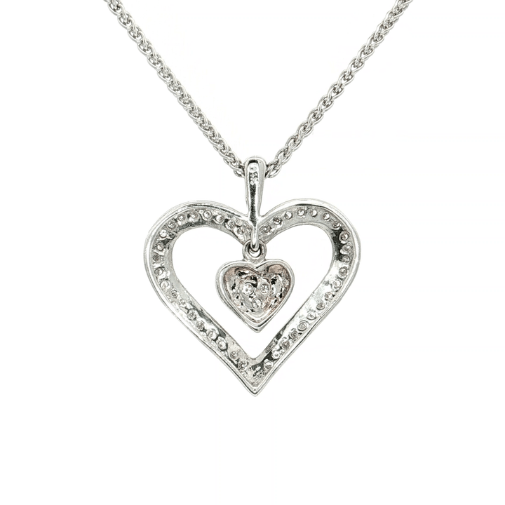 1.00 CTW Natural Colorless Nearly Flawless Diamond Heart within a Heart Pendant Necklace in 14kt White Gold – Jewelry Depot, Inc.