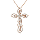 Diamond Cross Pendant Necklace (⅗ ct. tw.) on a Round Cable Chain in 18k Rose Gold