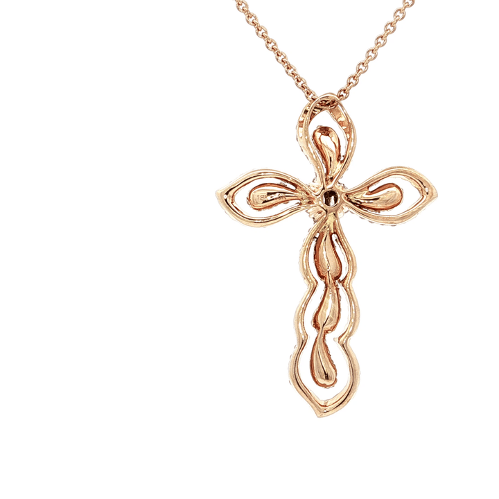 0.57 CTW Natural Diamond Cross Pendant Necklace on a Round Cable Chain in 18kt Rose Gold – Jewelry Depot, Inc.