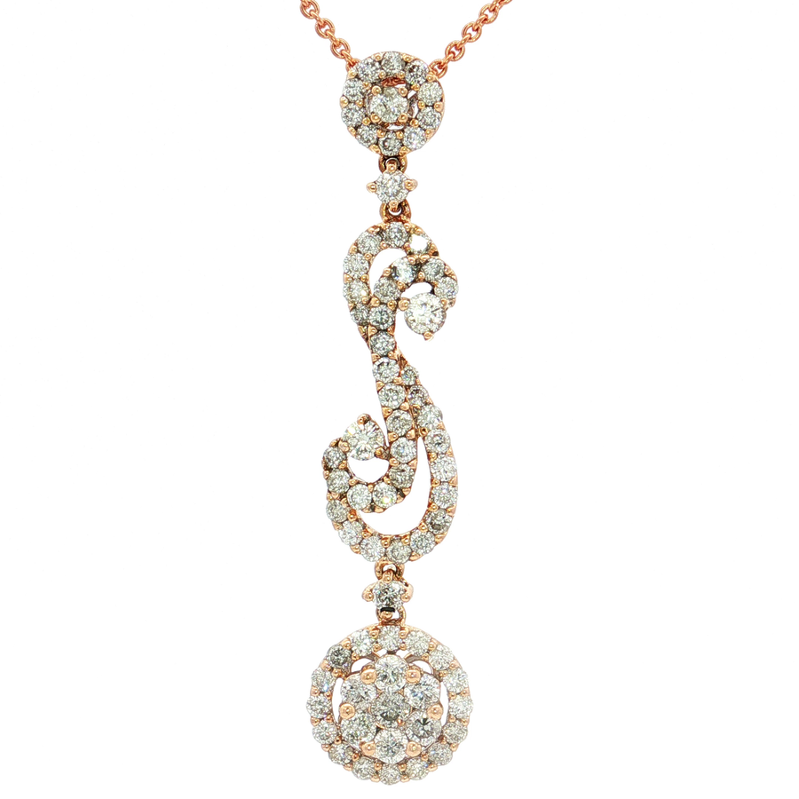 Cluster Near-Colorless Diamond Pendant Necklace (1 1/2 ct. tw.) 18k Rose Gold