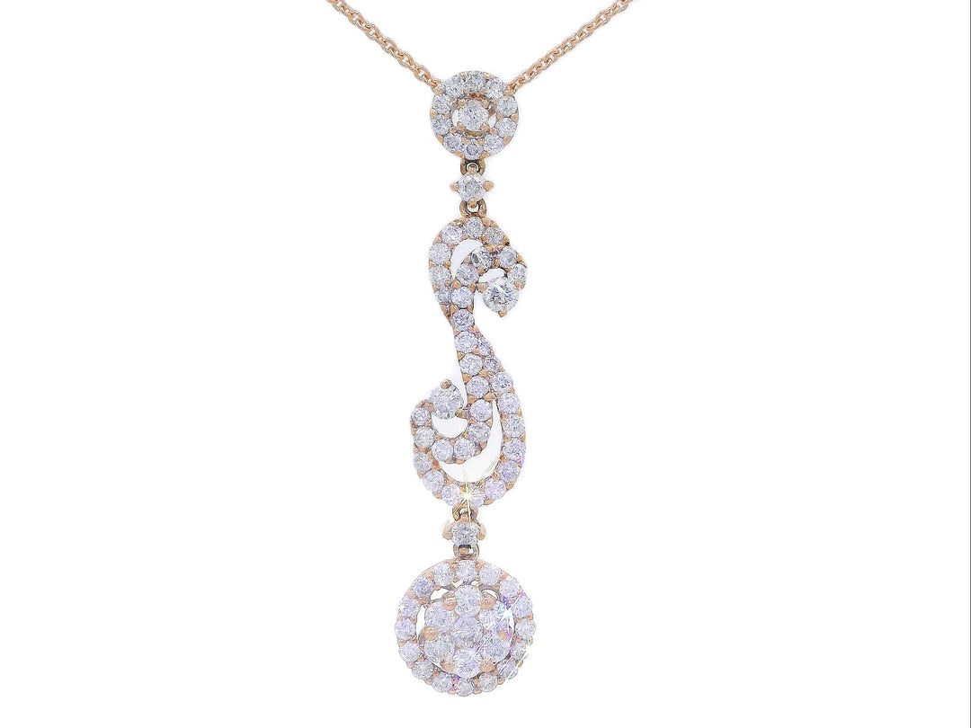 1.40 CTW Natural Diamond Dangling Pendant Necklace in 18kt Rose Gold – Jewelry Depot, Inc.