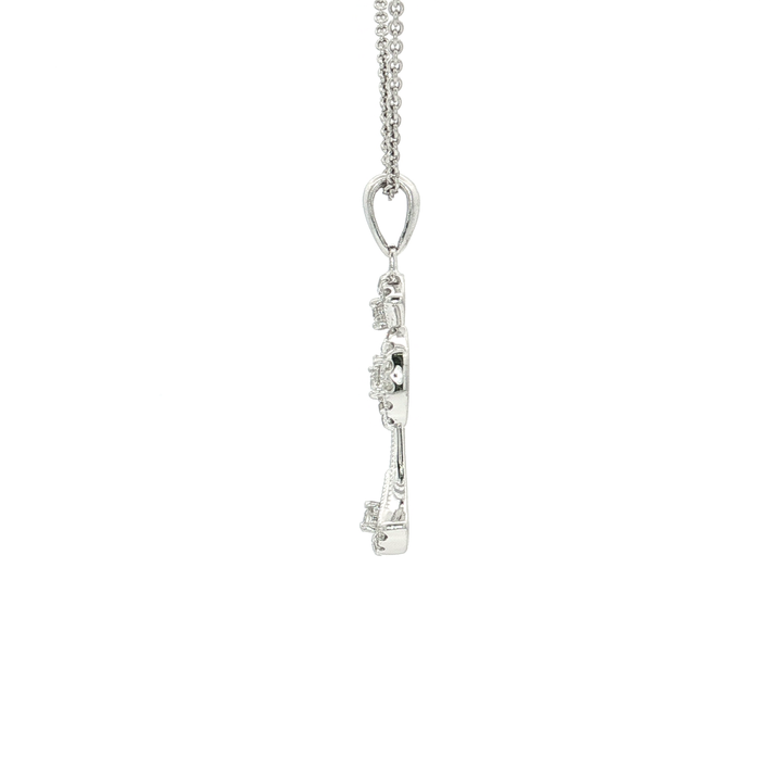 0.15 CTW Colorless Nearly Flawless Diamond Open Cross Pendant Necklace in 18kt White Gold