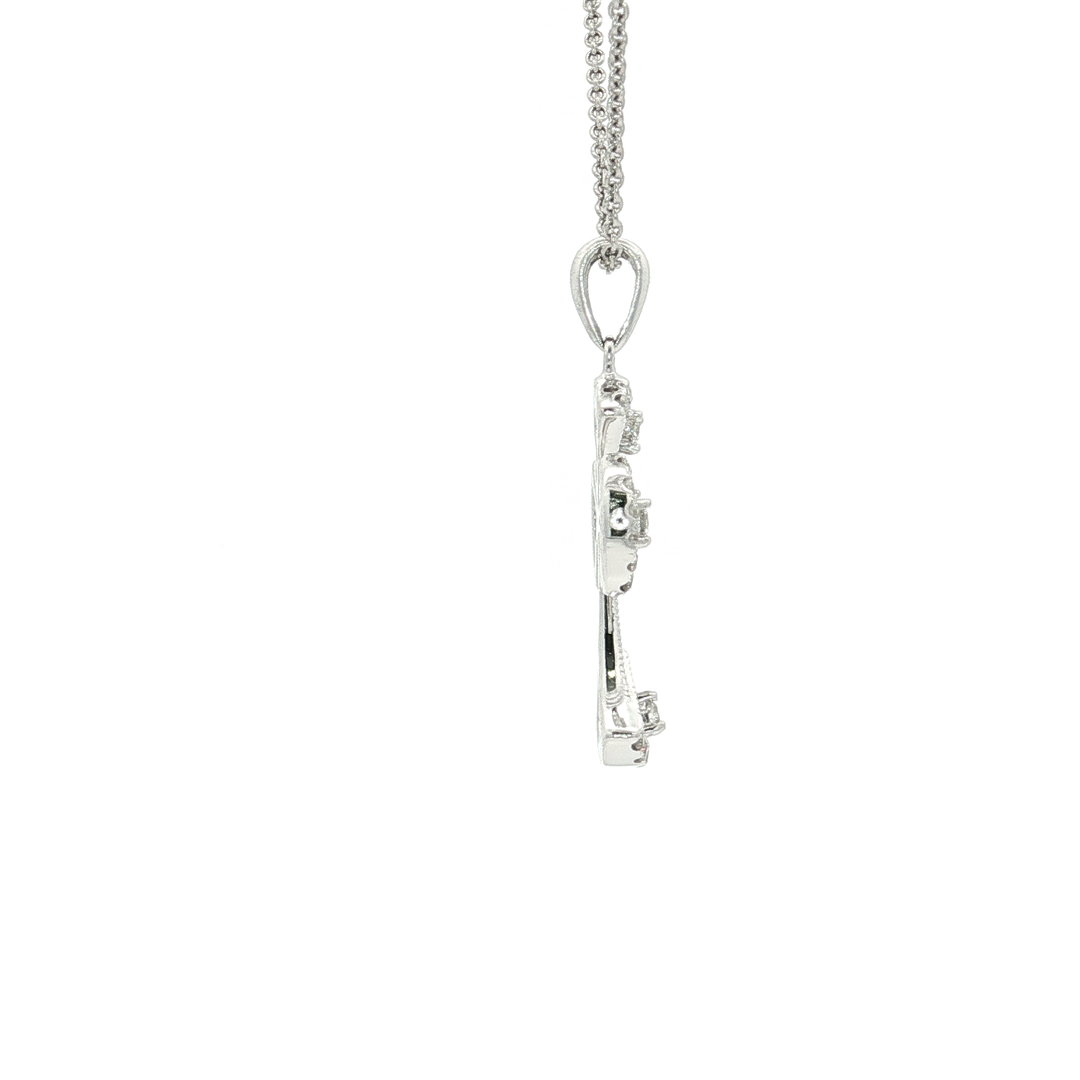 0.15 CTW Colorless Nearly Flawless Diamond Open Cross Pendant Necklace in 18kt White Gold