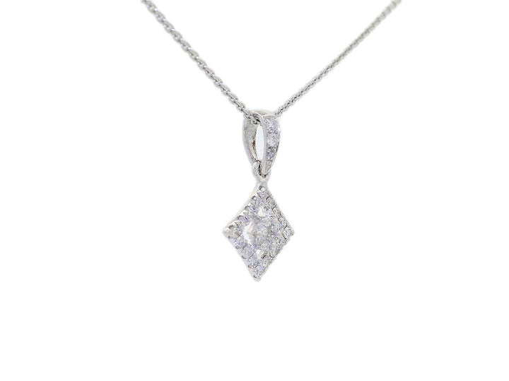 0.20 CTW Colorless Natural Diamond Diamond-Shaped Pendant Necklace in 18KT White Gold
