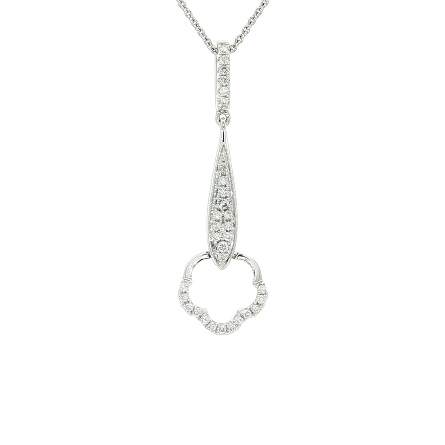 Nearly Flawless Colorless Diamond Floral Pendant Necklace (1/4 ct. tw.) 18k White Gold