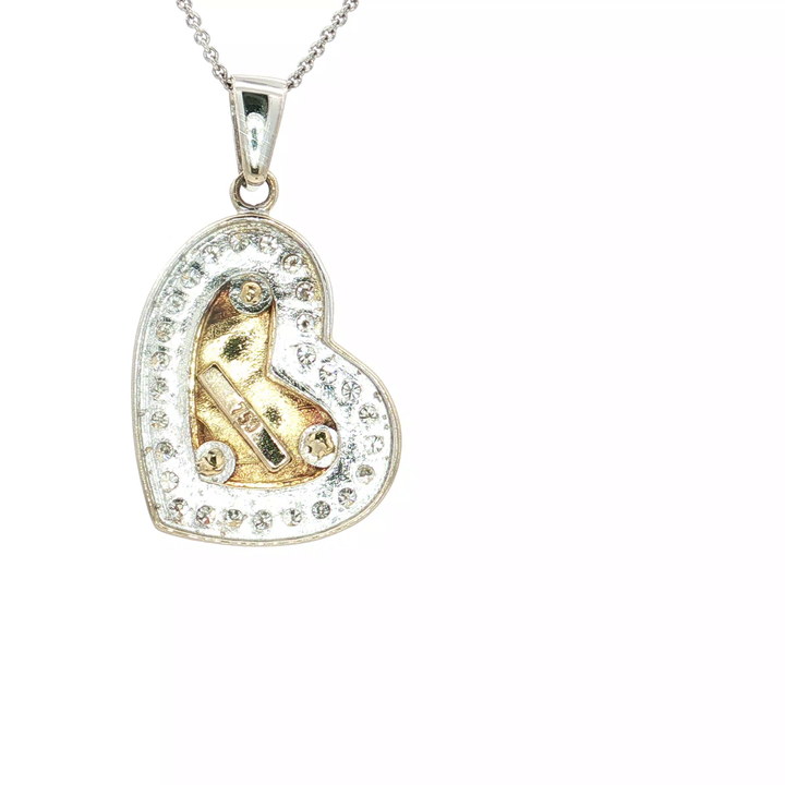 1.00 CTW Natural Diamond Heart of Gold Pendant Necklace in 18kt White & Yellow Gold