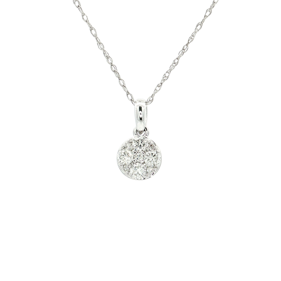 Nearly Flawless Colorless Diamond Cluster Eternity Pendant Necklace (3/4 ct. tw.) 14k White Gold