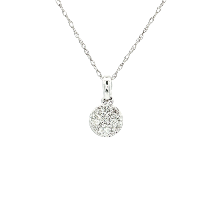 0.75 CTW Round Brilliant Cut Diamond Cluster Eternity Pendant Necklace in 14kt White Gold