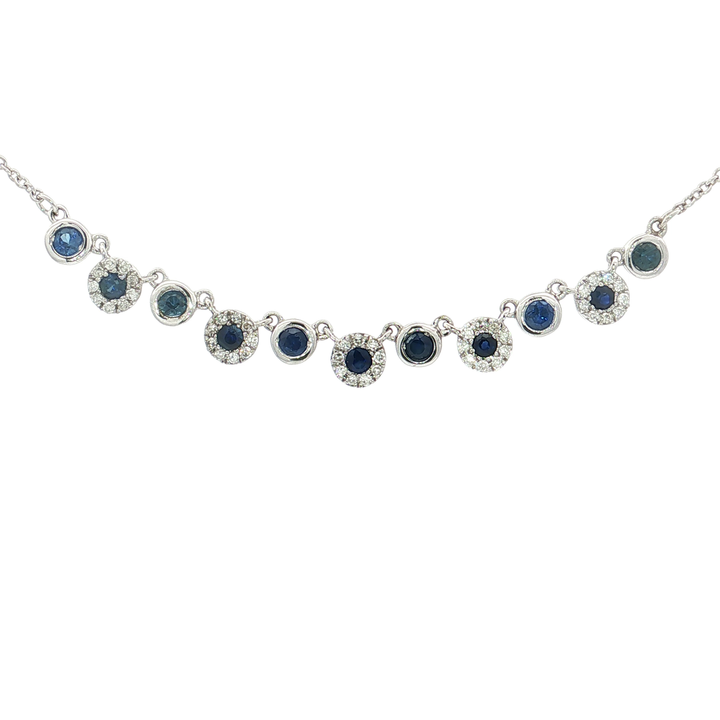 Sapphire & Nearly Flawless Colorless Diamond Necklace (⅘ ct. tw.) in 14k White Gold