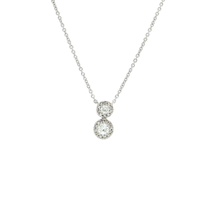 0.30 CTW Natural Diamond Double Halo Pendant Necklace in 14kt White Gold