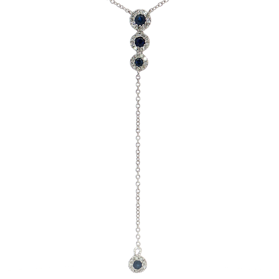 Sapphire & Diamond Lariat Pendant Necklace (3/5 ct. tw.) 14k White Gold