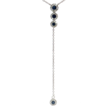 Sapphire & Diamond Lariat Pendant Necklace (⅗ ct. tw.) in 14k White Gold