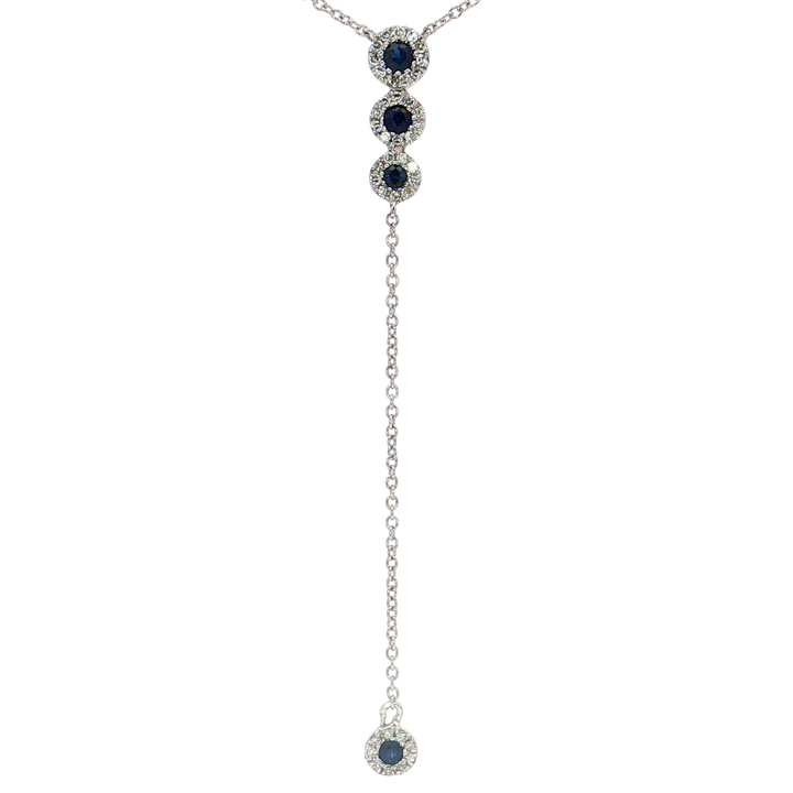 Sapphire & Diamond Lariat Pendant Necklace (⅗ ct. tw.) in 14k White Gold