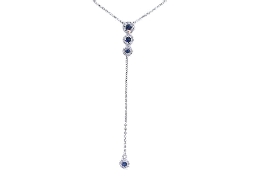 0.20 CTW Natural Diamond & 0.35 CTW Natural Mined Sapphire Lariat Pendant in 14kt White Gold on a Matching 14kt White Gold Necklace – Jewelry Depot, Inc.