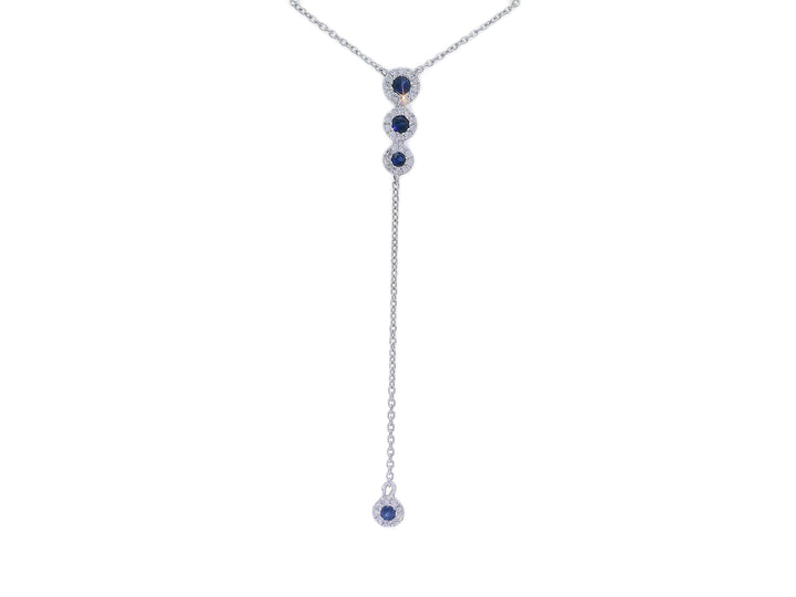 0.20 CTW Natural Diamond & 0.35 CTW Natural Mined Sapphire Lariat Pendant in 14kt White Gold on a Matching 14kt White Gold Necklace – Jewelry Depot, Inc.