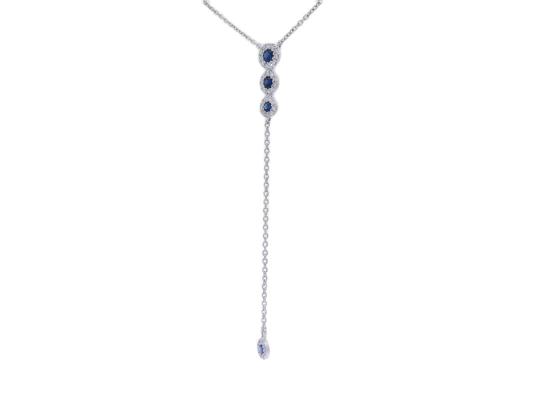 0.20 CTW Natural Diamond & 0.35 CTW Natural Mined Sapphire Lariat Pendant in 14kt White Gold on a Matching 14kt White Gold Necklace – Jewelry Depot, Inc.