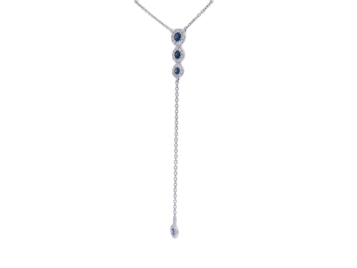 0.20 CTW Natural Diamond & 0.35 CTW Natural Mined Sapphire Lariat Pendant in 14kt White Gold on a Matching 14kt White Gold Necklace – Jewelry Depot, Inc.