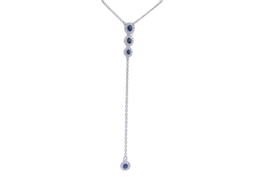 0.20 CTW Natural Diamond & 0.35 CTW Natural Mined Sapphire Lariat Pendant in 14kt White Gold on a Matching 14kt White Gold Necklace – Jewelry Depot, Inc.