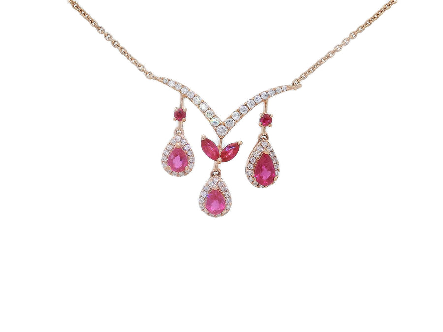 Diamond & Mined Ruby Set Necklace (1 3/5 ct. tw.) 14k Rose Gold