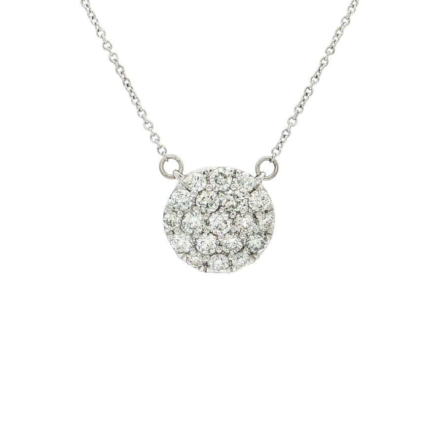 Nearly Flawless Colorless Diamond Cluster Pendant Necklace (1 1/3 ct. tw.) 14k White Gold