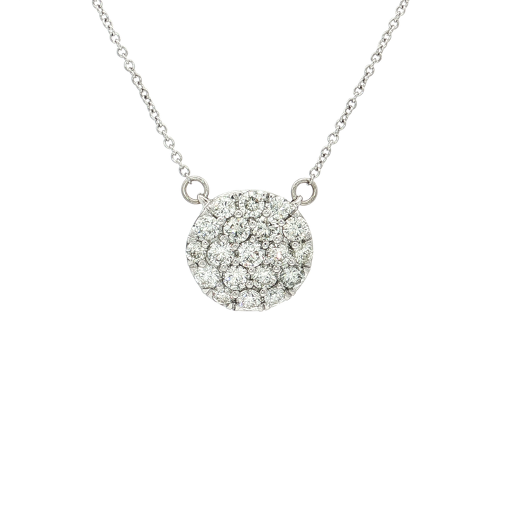 1.30 CTW Natural Diamond Cluster Pendant Necklace in 14kt White Gold