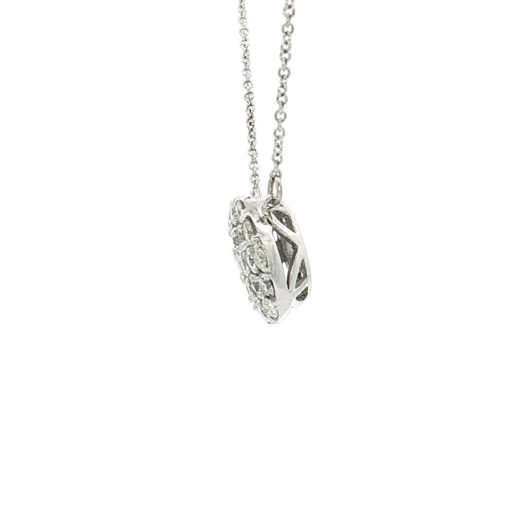 1.30 CTW Natural Diamond Cluster Pendant Necklace in 14kt White Gold